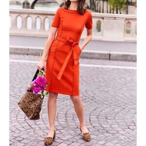 Boden Rebecca Ponte Shift Dress Structured Classic Office Orange 14 Tall New
